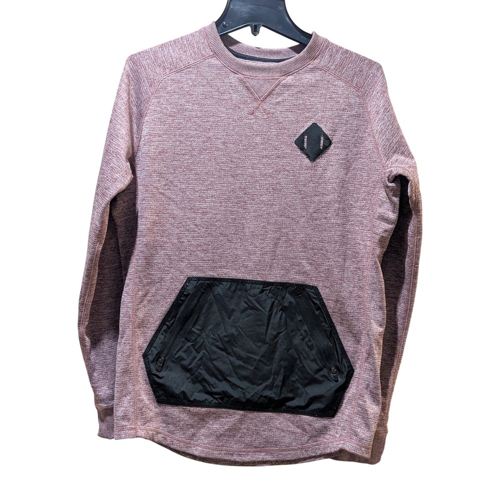Burton Dryride Mens Sweatshirt Crew Neck Pullover Size S Burgundy Heather Pocket